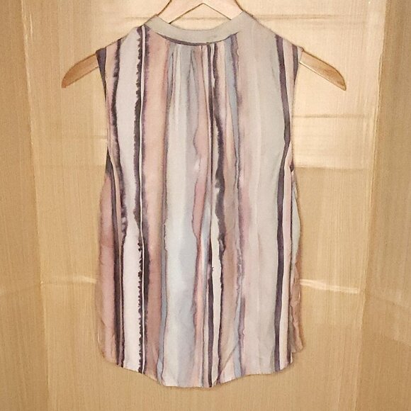 Cloth & Stone Silky Watercolor Striped Sleeveless Top Large - Picture 2 of 7